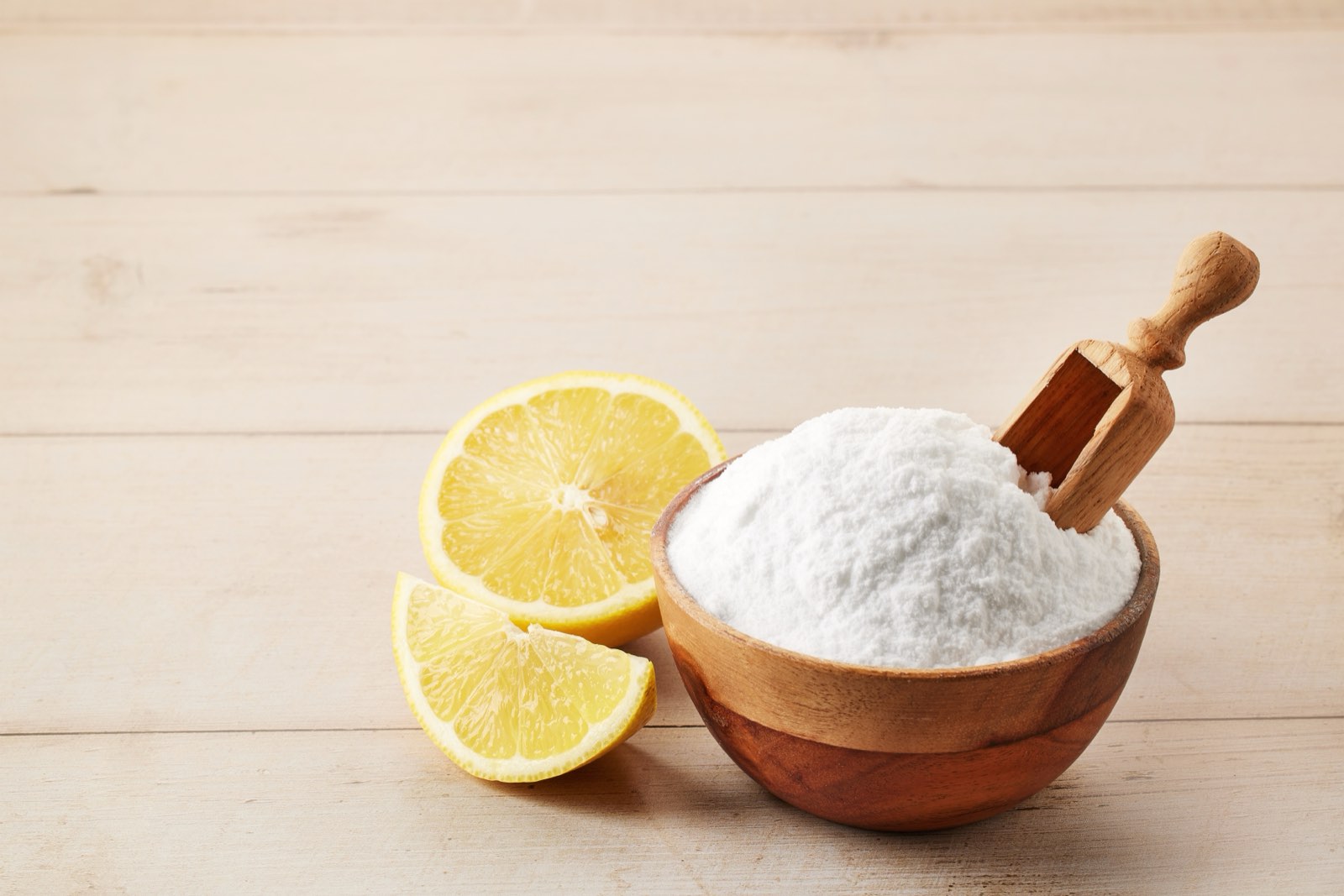 Organic ingredient powder in a wooden bowl